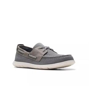 NEW! Clarks Men's Flexway Tie  Oxford Boat Shoes Grey US Size 7.5 M